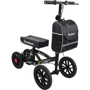 All Terrain Foldable Knee Scooter Walker - Economical Knee Walker for Foot Injuries, Compact Crutches Alternative - Black