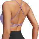 SUUKSESS Women 2 Piece Open Back Sports Bra Pack Strappy Workout Gym Yoga Crops (M)