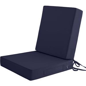 Outdoor Chair Cushions Set of 2, Waterproof Patio Chair Cushions 19x19x3 in for Outdoor Furniture, Outdoor Seat cushions with Non-slip Bottom, Fade Resistant Removable Cover with Handle, Sapphire Blue