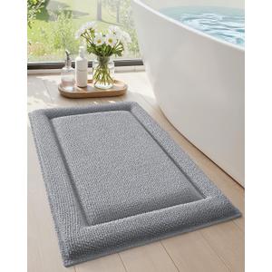 Color&Geometry 36x24 Memory Foam Bath Mat, Light Gray Bathroom Rugs Soft Absorbent Chenille Bath Rug, Non Slip Bath Mats for Bathroom, Thick Shower Mats, Light Gray