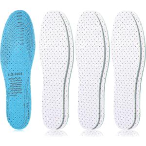 Sintege 3 Pairs Breathable Shoe Insoles Inserts Soft Cushioning Double-Layer Latex Foam Perforated Replacement Insoles for Men 7-11 Woman 2-8(White)
