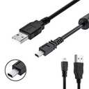 Wetco Black Durable 8 Pin Mini USB Cable 4.9ft - USB 2.0 A to 8-Pin Mini B Cable w/Ferrite for Digital Cameras Cellular Phones MP3 of Nikon/Fuji/Sony/Olympus/Panasonic