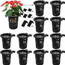 Lawei 12 Pack Aquarium Plant Holder with 3 Size Extension Hooks and Suction Cups, Large Hanging Aquarium Plant Holder, Aquatic Planter Cups Pots for Fish Tank Cultivation and Aquascape Decorations