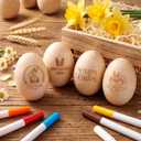 36 Pcs Easter Egg Shakers Set Include 12 Pcs 2026 DIY Wooden Egg Shakers Percussion Musical Maracas Instruments with 24 Color Markers First Easter Gifts Basket Stuffers Music