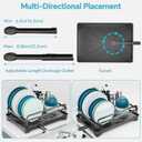 Dish Drying Rack Kitchen - Dish Racks for Kitchen Counter Space-Saving, Dish Drainer with Automatic Drain and Adjustable Spout, Dishwasher Rack with Cutlery Holder, 16.5" D x 11.6" W x 6.6" H (1 Tier - Black)