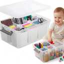 Trivon 17 QT Plastic Storage Bins Clear Storage Box with Lids Multipurpose Stackable Storage Containers for Organizing Tool, Craft, Crayon Clear Storage Bins with Lids