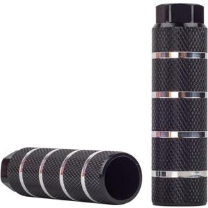 Bike Pegs 2Pcs Aluminum Alloy Anti-Skid Lead Foot Bicycle Pegs 3/8 inch Axles (Black strip)