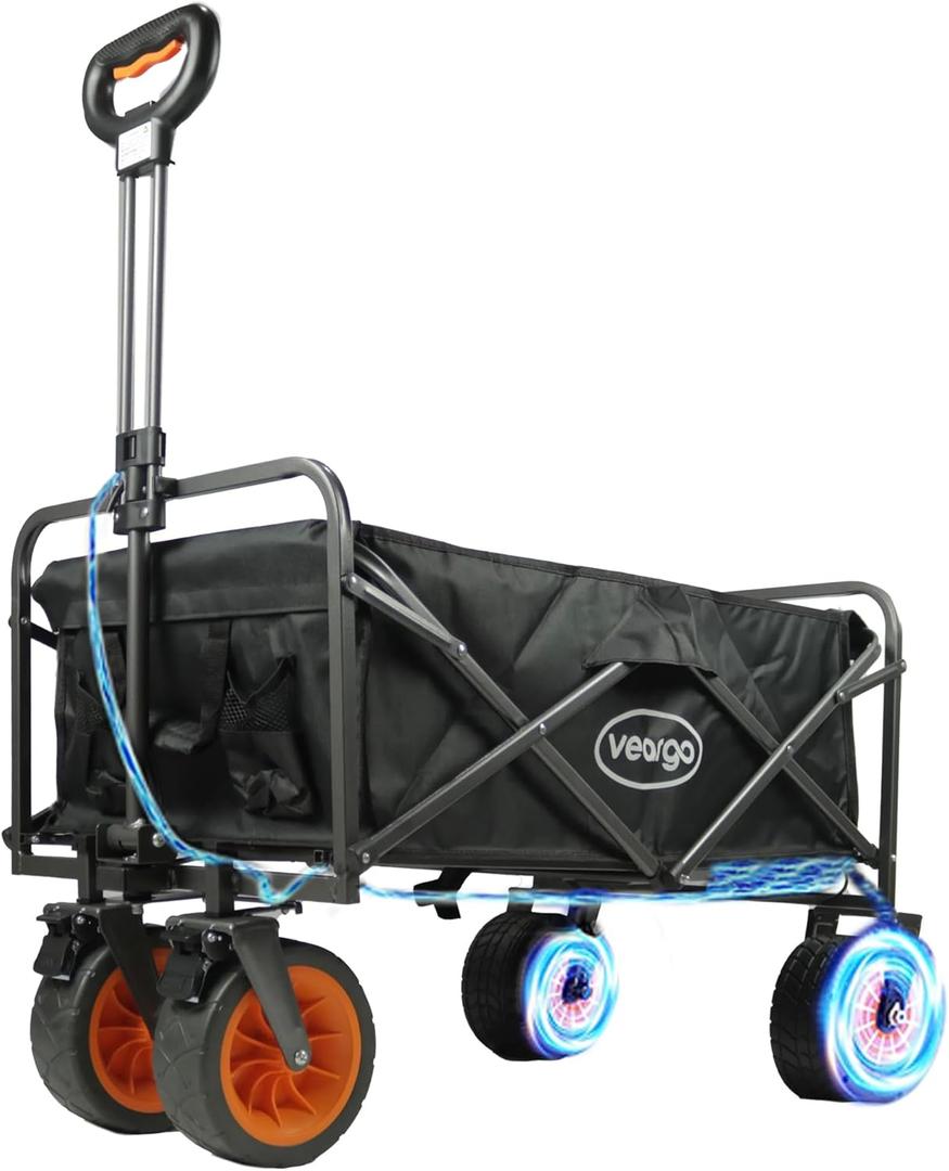 Electric Folding Utility Wagon Cart 4x2 Portable for Shopping Sports Camping Gardening Fishing