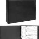 3 Rings Check Binder for End-Stub Deskbook Checks, 3 on a Page, Fit 3 & 9 Holes Check Faux Leather (9.1"x12.5") (Black)