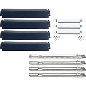 Direct Store Parts Kit DG149 Replacement for Charbroil 463247310,463257010 Gas Grill Burner,Crossover Tubes,Heat Shield-4 Pack (SS Burner + SS Carry-Over Tubes + Porcelain Steel Heat Plate)