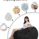 Bean Bag Chair Cover for Kids Adults(Cover Only,No Filler),Big Round Soft Fluffy PV Velvet Washable Lazy Sofa Bed Cover for Adults,Living Room Bedroom Furniture Outside Cover (Rose Red, 7FT)