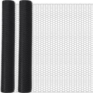 GlikCeil 60 in X 200 ft Chicken Wire Fencing Metal Floral Chicken Wire Mesh for Crafts Poultry Garden, 1 Inch Hexagonal Galvanized Hardware Netting for Poultry Coop Barrier Rabbit Cage (Black)