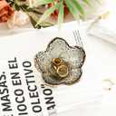 GISK Grey Flower Jewelry Ring Dish Tray,Decorative Glass Trinket Dish,Room Decor Aesthetic, Modern Accent Tray for Vanity (Grey A)
