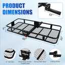 PINGDIR Folding Hitch Mount Cargo Carrier Hitch Rack Basket 60"*21.5"*6" Hauling Weight Capacity of 500 Lbs, Waterproof Cargo Bag 58" 19" 24", with Hitch Stabilizer,Cargo Net and Ratchet Straps