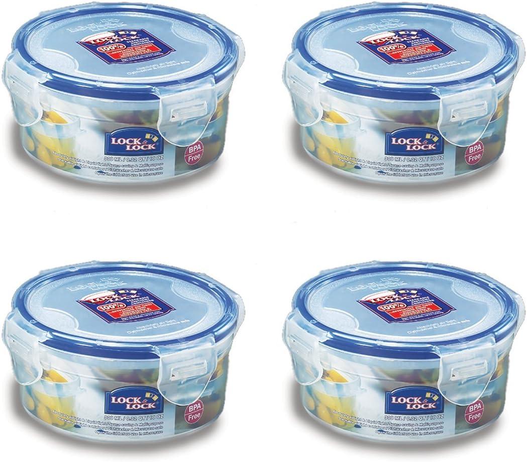 Lock & Lock Round Water Tight Food Container Snack Box, Set of 4, Clear (Set of 4)