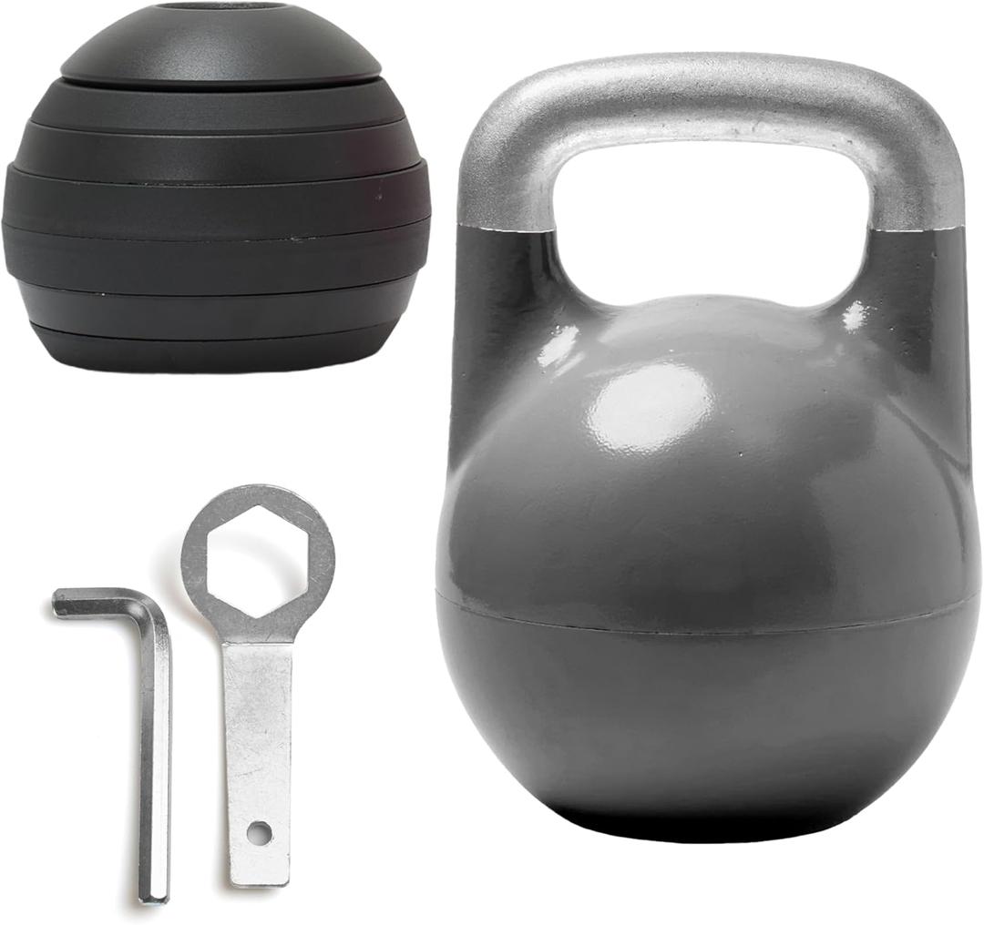 Kettlebell Kings Adjustable Kettlebell Set, 26-70 lb - Strength Training Kettlebells with 7 Plates - Secure Lock System and Durable Steel Kettle Bell for Swings, Squats, Presses and Full-Body Training (Black)