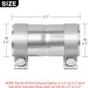 2.5 to 2.5 inch Exhaust Adapter with Clamp Stainless Steel, 2.5" ID to 2.5" ID Exhaust Reducer Connector Pipe with Clamp