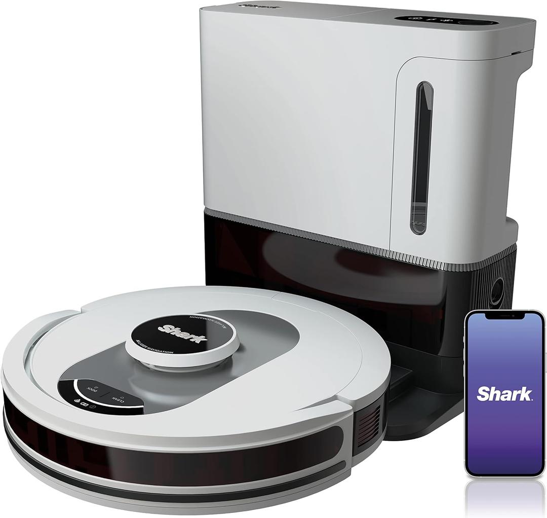 Shark AV2511AE/AV251WA AI Ultra Robot Vacuum, with Matrix Clean, Home Mapping, 60-Day Capacity Bagless Self Empty Base, Perfect for Pet Hair, Wifi, Compatible with Alexa, Black/Silver 