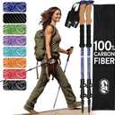 100% Carbon Fiber Trekking Poles by USA Brand - Ultra Strong Lightweight Collapsible Hiking Poles with Cork and EVA Foam Grips & Quick Adjustable Flip Locks