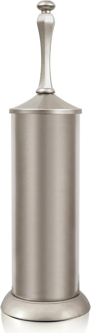 Stain Nickel Toilet Brush and Holder，Extra Long Handled Toilet Brush for Bathroom，Stainless Steel Heavy Duty Toilet Bowl Brush,Deep Cleaning Modern Toilet Cleaner Brush Space Saving, Covered Brush