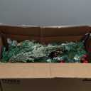 2 Pack Pre-lit Christmas Tree, Battery Operated with Timer, Multi-Color & Warm White Changing LED Lights, 27 inch Artificial Christmas Tree for Outdoor Porch, Urn Filler, Home Xmas Decorations (Green With Snow)