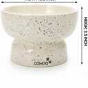 Ceramic Cat Bowls - Elevated cat Bowl, Anti-Vomiting, Whisker Friendly Raised Cat Bowl, Easy to Clean, Non-Slip, Suitable for Small Dogs - Pack of 2 (White-Beige, Orange-Yellow) (White-Beige)