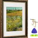 11x14 Picture Frame, Ornate Embossing Frame with Paper Mat and Real Glass, Fit for 11x14 without Mat or 8x10 with Mat, Wall Mounting Display for Art Prints, Black and Antique Gold, 1 Pack