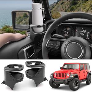 Cup Holder Fit for 2018-2024 Jeep Wrangler JL JLU 4XE/Gladiator JT Accessories, Left&Right Door Cup Holders for Jeep Gladiator 2020-2024&Jeep Wrangler 2018-2024(Front Row, Left+Right)