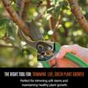 Scotts 8 in. Bypass Pruning Shears  1/2 in. Cutting Capacity; Gardening Hand Pruner with Sharp Carbon Steel Blade and Non-Slip Grip  Lightweight Garden Tool for Live Plants and Soft Stems