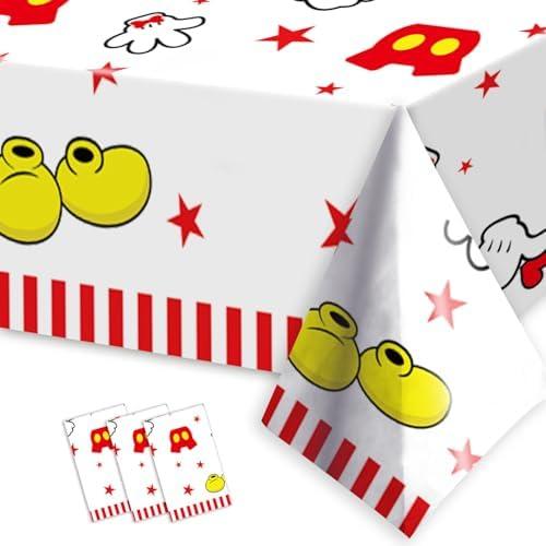USERTEN 3pcs Cartoon Plastic Disposable Tablecloths 87x51 Inches Table Cover Kids Boys Birthday Party Table Decors Baby Shower Infans Toddles 1-3 Decoration Supplies, Pack of 2