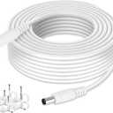 DC Power Extension Cable 33ft, 2.1mm x 5.5mm Plug Compatible with 12V DC Adapter Cord for CCTV Security Camera, IP Camera, Standalone DVR (33ft White)