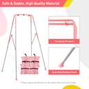 FUNLIO Foldable Swing Stand for Kids with 4 Sandbags, Heavy Duty Metal A-Frame Indoor/Outdoor for Backyard, Suitable Most Toddler/Baby Jumper/Hammock Chair - Pink