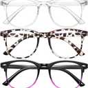 Reading Glasses for Women Blue Light Blocking Glasses Filter UV Square Readers Glasses for Men and Women (Black+transparent+leopard Print+black Red+pink)