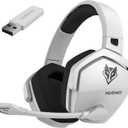 NUBWO G06 Dual Wireless Gaming Headset with Microphone for PS5, PS4, PC - 23ms Low Latency Audio - 100-Hour of Playtime - 50mm Drivers (White-Black)