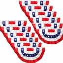 4th of July Decorations Outdoor, 1.5X 3Ft USA Patriotic Pleated Fan Flag, American Bunting Flag for Outside, Patriotic Half Fan Banner for Independence Day Memorial Day and Labour Day, 12PCS