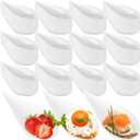 400 PCS 4 Inch Plastic Appetizer Spoons, Tear Drop Appetizer Plates for Dessert, Mini Tasting Plate Disposable Party Small Serving Plates for Appetizers Dishes and Desserts - White