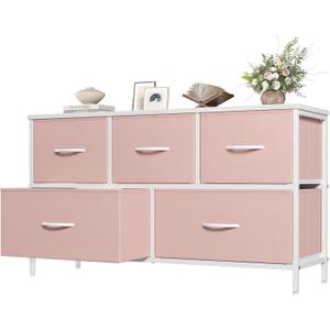 OLIXIS Fabric Dresser for Bedroom, Wide Chest of Drawer for Clothes Storage, 11.8"D x 39.4"W x 20.9"H