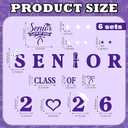 Solsew 6 Sets Class of 2026 Iron on Transfers for Overalls, Senior 2026 Iron on Patches Heat Transfer Stickers for Class Group Graduation Party Bib Pants Jeans Decorations(Purple)