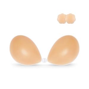 Niidor Adhesive Bra Strapless Sticky Invisible Push up Silicone Bra for Backless Dress with Nipple Covers Creme, 6 inches by 4.5 inches