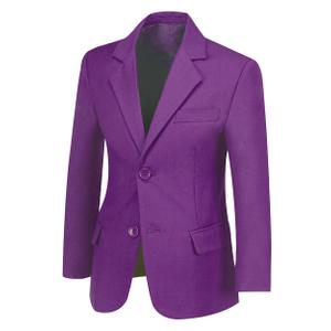 Boy's Dress Coats Blazer Purple Solid Slim Suit with Lapel Formal Party Classic Suits Two Button Jacket for Kids, Size 14