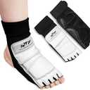 LangRay Taekwondo Sparring Gear Protector Karate Boxing Sparring Guard, Martial Arts Protective Foot Gear for Kung Fu Punch Bag Kickboxing MMA Training, Large White