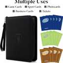 Fabmaker Premium 4 Pocket Zip Card Binder, Trading Card Binder for 320 Cards, Portable PU Card Collection Binder, Collector Card Album Folder for Game & Sports Cards (Black)