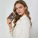 Pomelo Best Wallet Women Bifold Leather Wallets for Women Credit Card Holder with ID Window Zipper Coin Pocket Leopard Print
