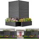 1 Panel No-Dig Metal Patio Privacy Fence Screen with Planter Box, 73.8" H 45.3" W Air Conditioner Fence Enclosure, Rustproof Outdoor AC Fence Cover for Trash Cans, Pool Equipment & Garden Decor