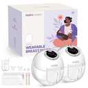 Nuliie Wearable Breast Pump (Model S32), Wearable Portable Breast Pumps 4 Modes 9 Levels, 24MM Comfortable Flange, More Private, Replaced Accessories Included (2 Packs, Deep White)
