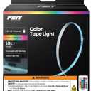 Feit Electric 10ft Color LED Tape Light, Dimmable, RGB Color with Remote Control, Cut-to-Fit Design, 5V USB-Powered Display Lighting, Indoor Use Only, 25,000-Hour Lifetime, TAPE120/RGB/USB