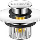 LEKEYE Tub Stopper | Shower Drain Hair Catcher | Pop-up Drain Stopper with Strainer | Bathroom Bathtub Plug | Drain Protector for 1-1/2 to 1-3/4" Bath Drain Hole (Silver)