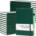 feela 24 Pack Journal Notebook for Work, Business Notebook Bulk Hardcover Lined Writing Journal with Pen Holder for Men Women Note Taking, with 24 Black Pens, 120 GSM, 5.1x8.3, A5, Dark Green