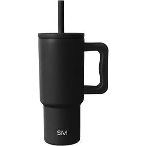 Simple Modern Kids 24 oz Tumbler with Handle and Silicone Straw Lid | Spill Proof and Leak Resistant | Reusable Stainless Steel Bottle | Gift for Kids Boys Girls | Trek Collection | Midnight Black (- Midnight Black)