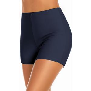 Women's Swim Shorts High Waisted Bathing Suit Bottoms Swimwear Boyshort Swimming Swimsuit Board Shorts (Blue, XL)